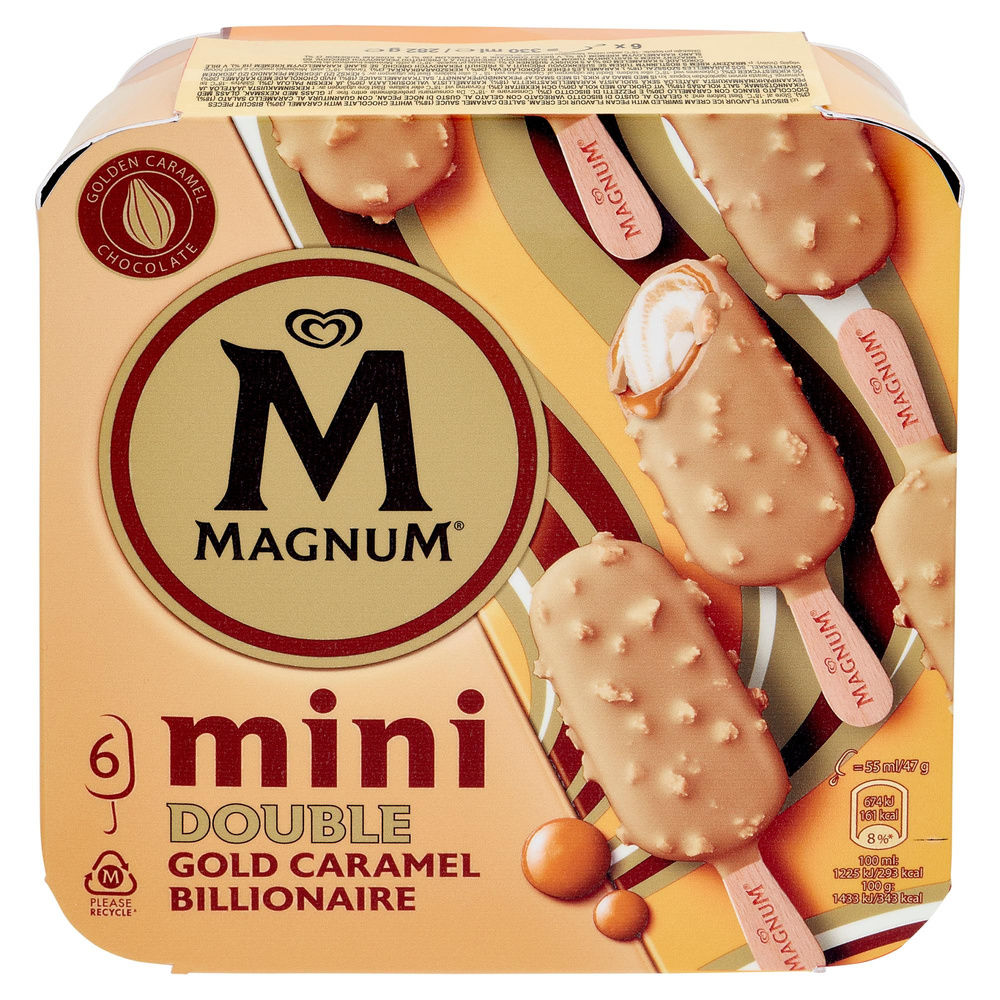 MAGNUM MINI DOUBLE GOLD CARAMEL BILLIONAIRE ALGIDA SCATOLA 6X282G - 3