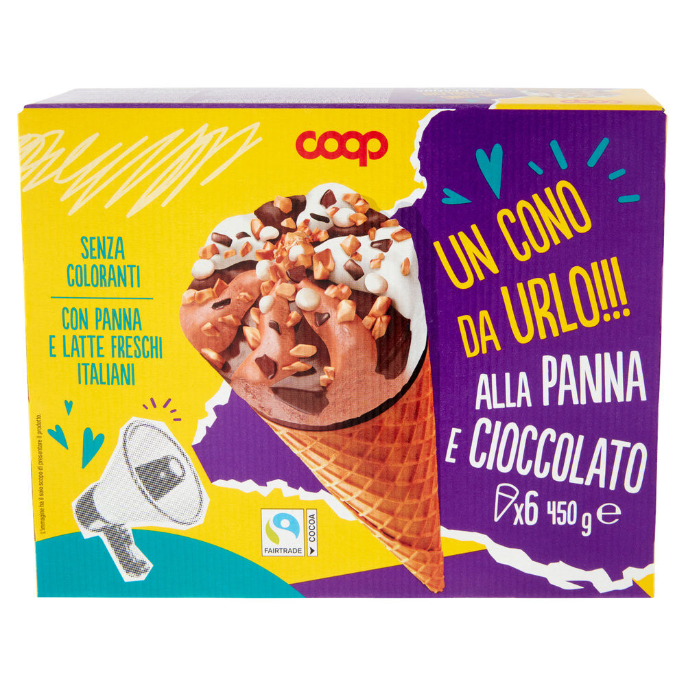 CONO ALLA PANNA E CIOCCOLATO COOP 6PZ SCATOLA G 450 - 6