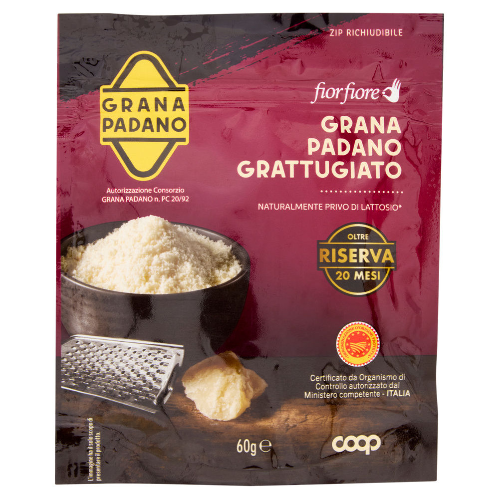 GRANA PADANO D.O.P RISERVA 20 M GRATTUGIATO FIOR FIORE COOP BS GR 60 - 0