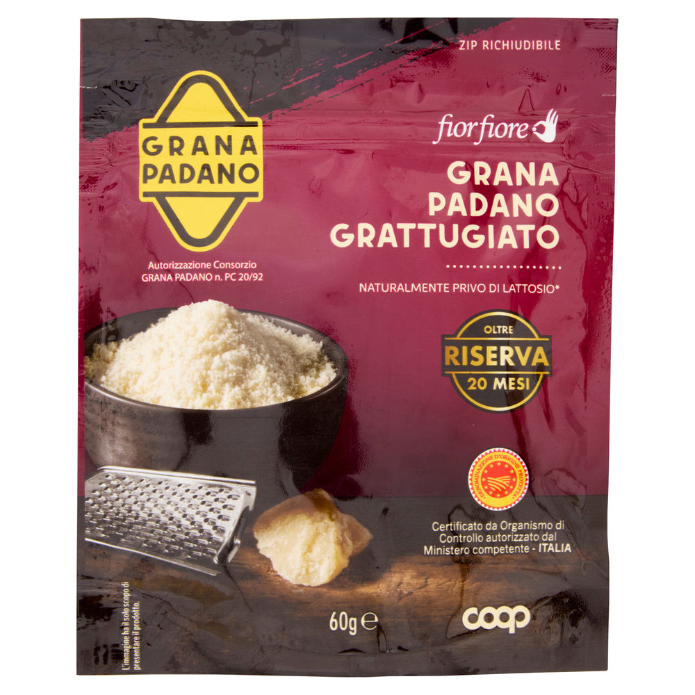GRANA PADANO D.O.P RISERVA 20 M GRATTUGIATO FIOR FIORE COOP BS GR 60 - 13