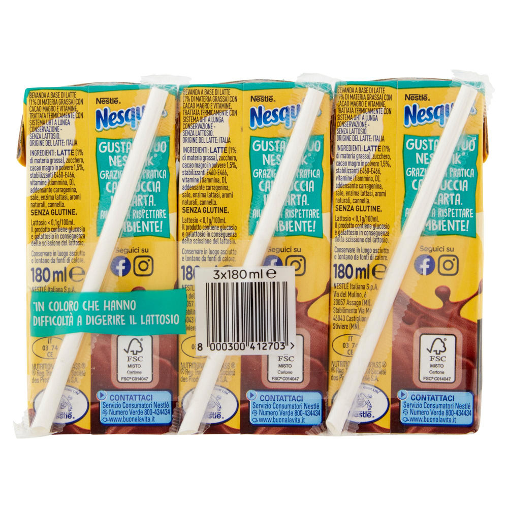NESQUIK READY TO DRINK SENZA LATTOSIO NESTLE' MPK ML180X3 - 1