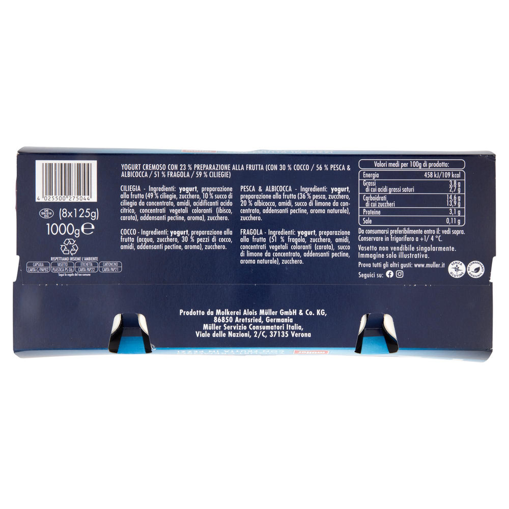 YOGURT INTERO FRUTTA IN PEZZI ASSORTITO MULLER 8X125G - 1