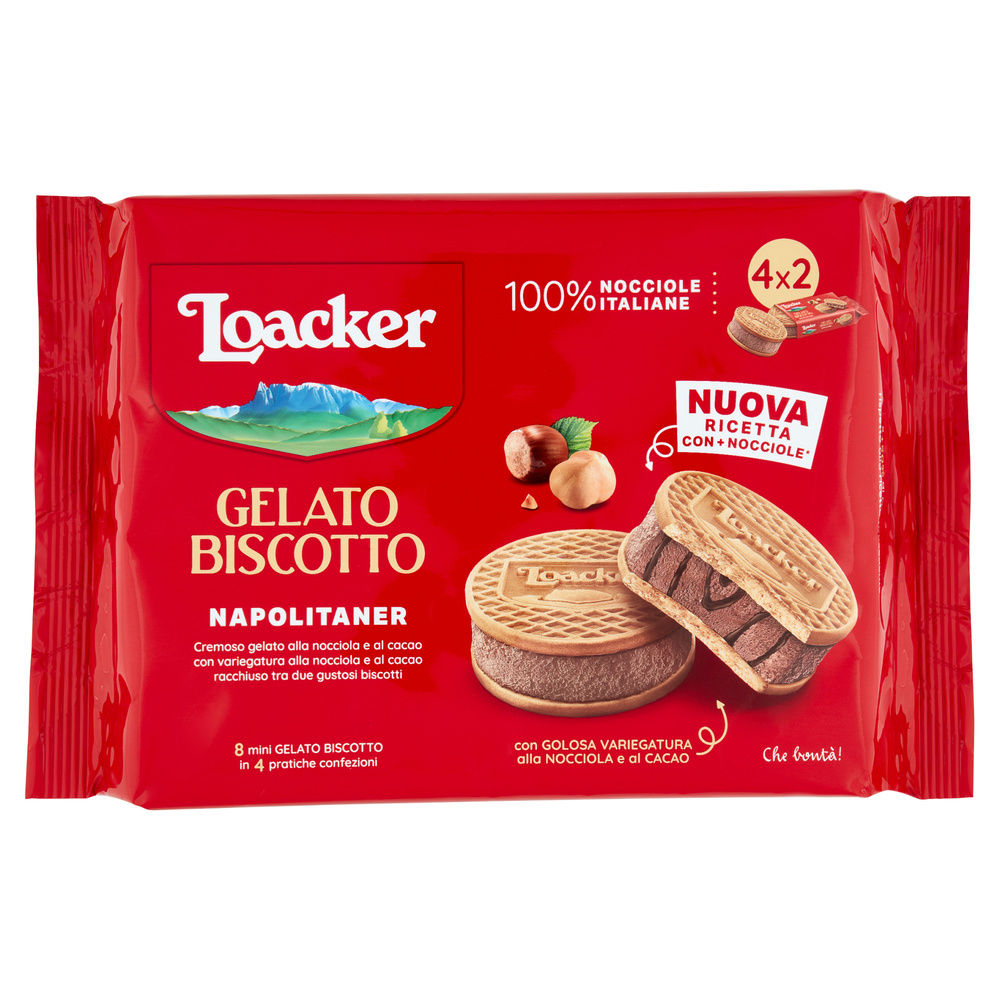 GELATO BISCOTTO NAPOLITANER LOACKER 100% NOCCIOLE IT 4PZ G 264 - 0