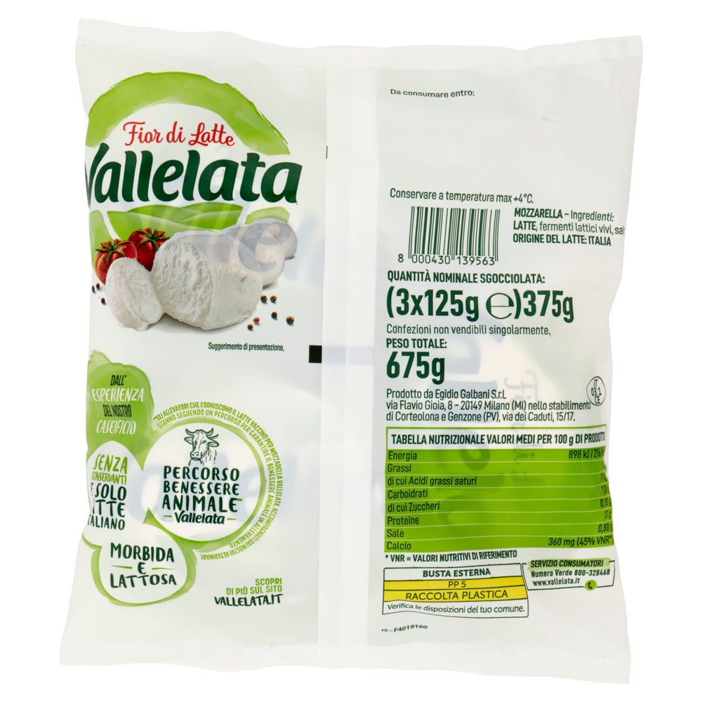 MOZZARELLA VALLELATA TRIS 3X125 G - 1