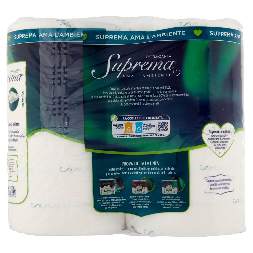CARTA IGIENICA FIOR DI CARTA SUPREMA ENDLESS 2 VELI 500 STRAPPI DECORATA PZ.4 - 1
