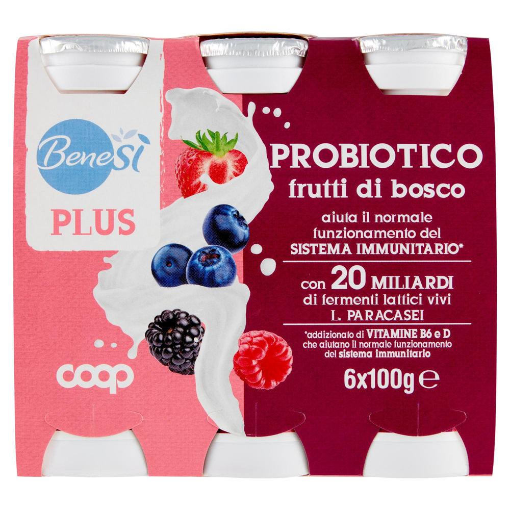PROBIOTICO DA BERE 20 MLD DI FL FRUTTI DI BOSCO BENESÌ COOP 6X100G - 0