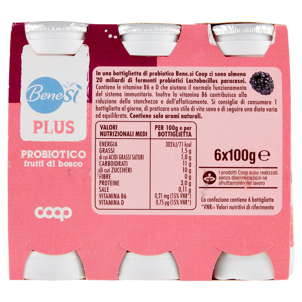 PROBIOTICO DA BERE 20 MLD DI FL FRUTTI DI BOSCO BENESÌ COOP 6X100G - 1