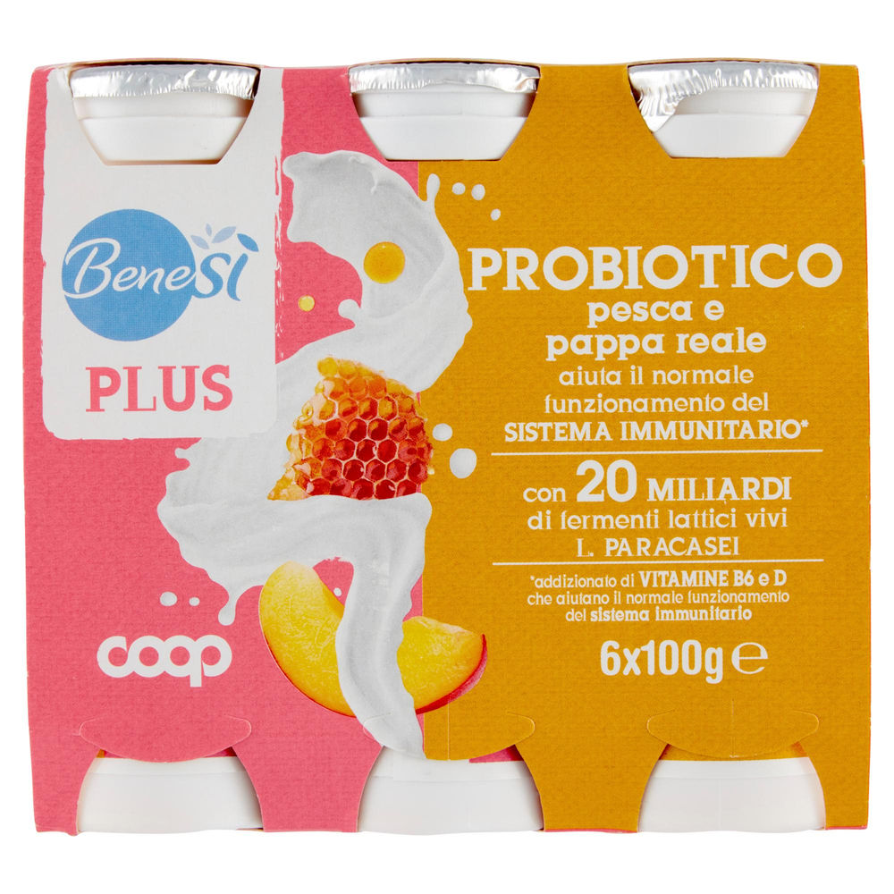 PROBIOTICO DA BERE 20 MLD DI FL PESCA E PAPPA REALE BENESÌ COOP 6X100G - 0