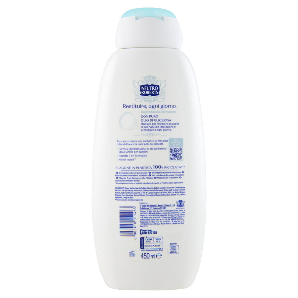 BAGNOSCHIUMA NEUTRO ROBERTS DERMAZERO MICELLARE ML 450 - 1