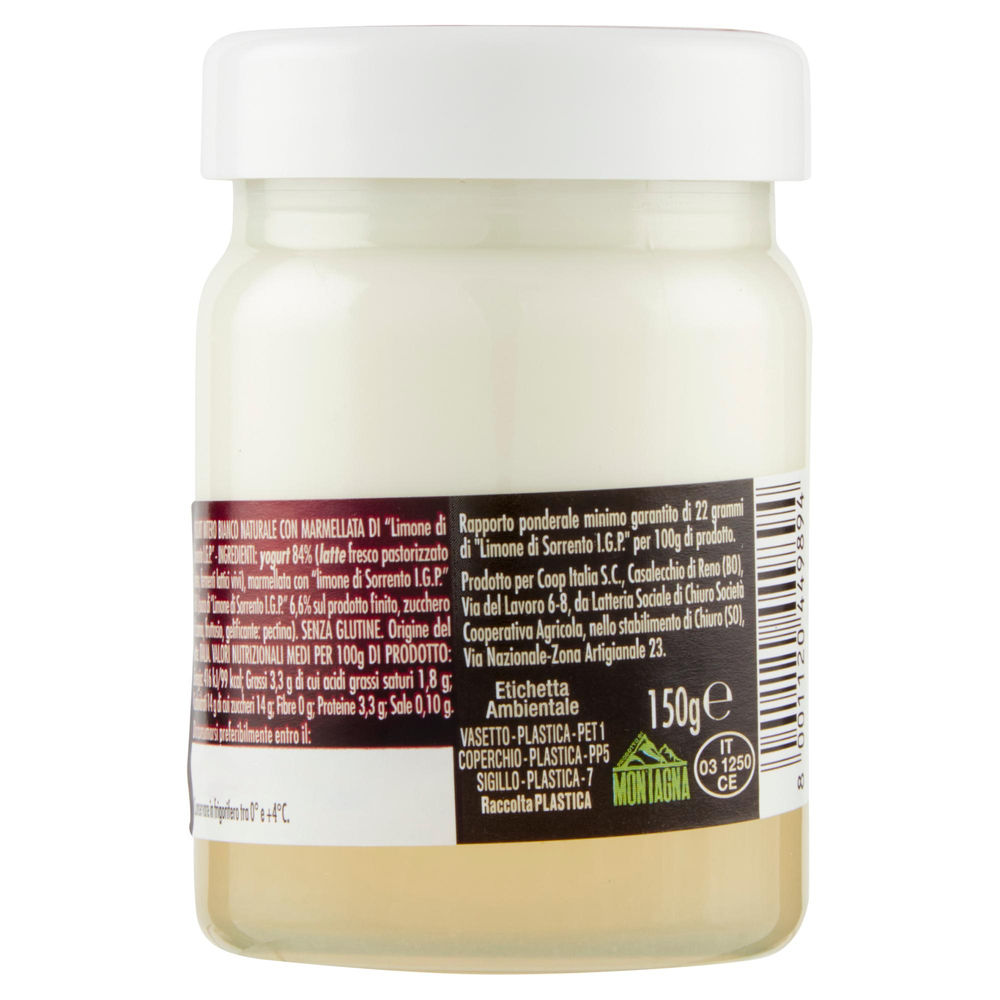YOGURT CON LATTE DI MONTAGNA LIMONE DI SORRENTO FIOR FIORE COOP G 150 - 1