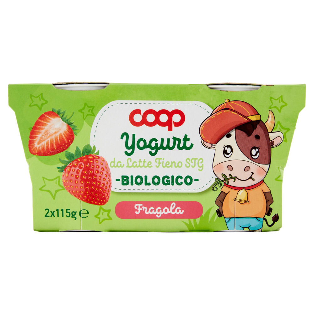 YOGURT INFANZIA CON LATTE FIENO BIO FRAGOLA COOP 2X115G - 0