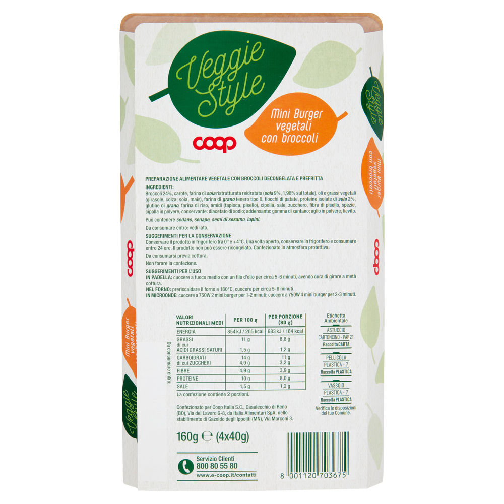 MINI BURGER VEGETALI CON BROCCOLI VEGGIE STYLE COOP G 160 - 1
