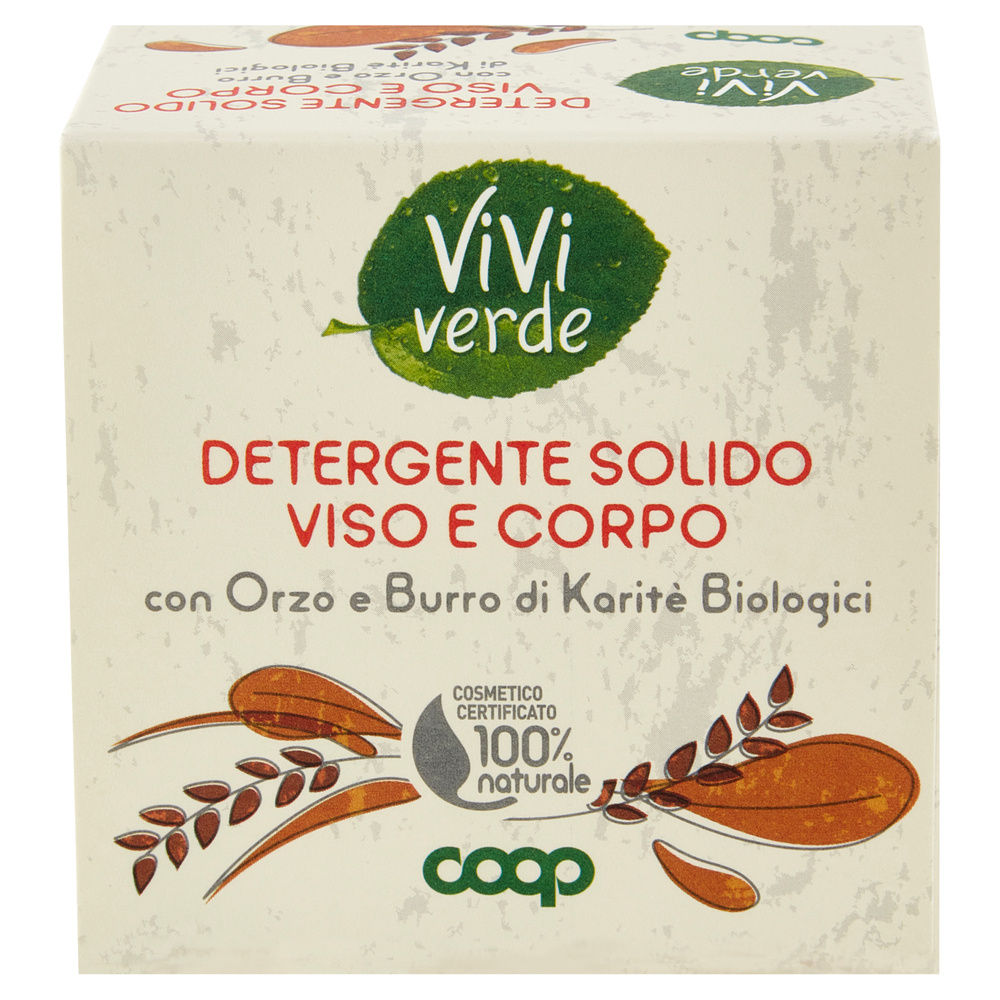 DETERGENTE SOLIDO VISO/CORPO ORZO BURRO KARITE' BIOLOGICI VIVI VERDE COOP G 60 - 2