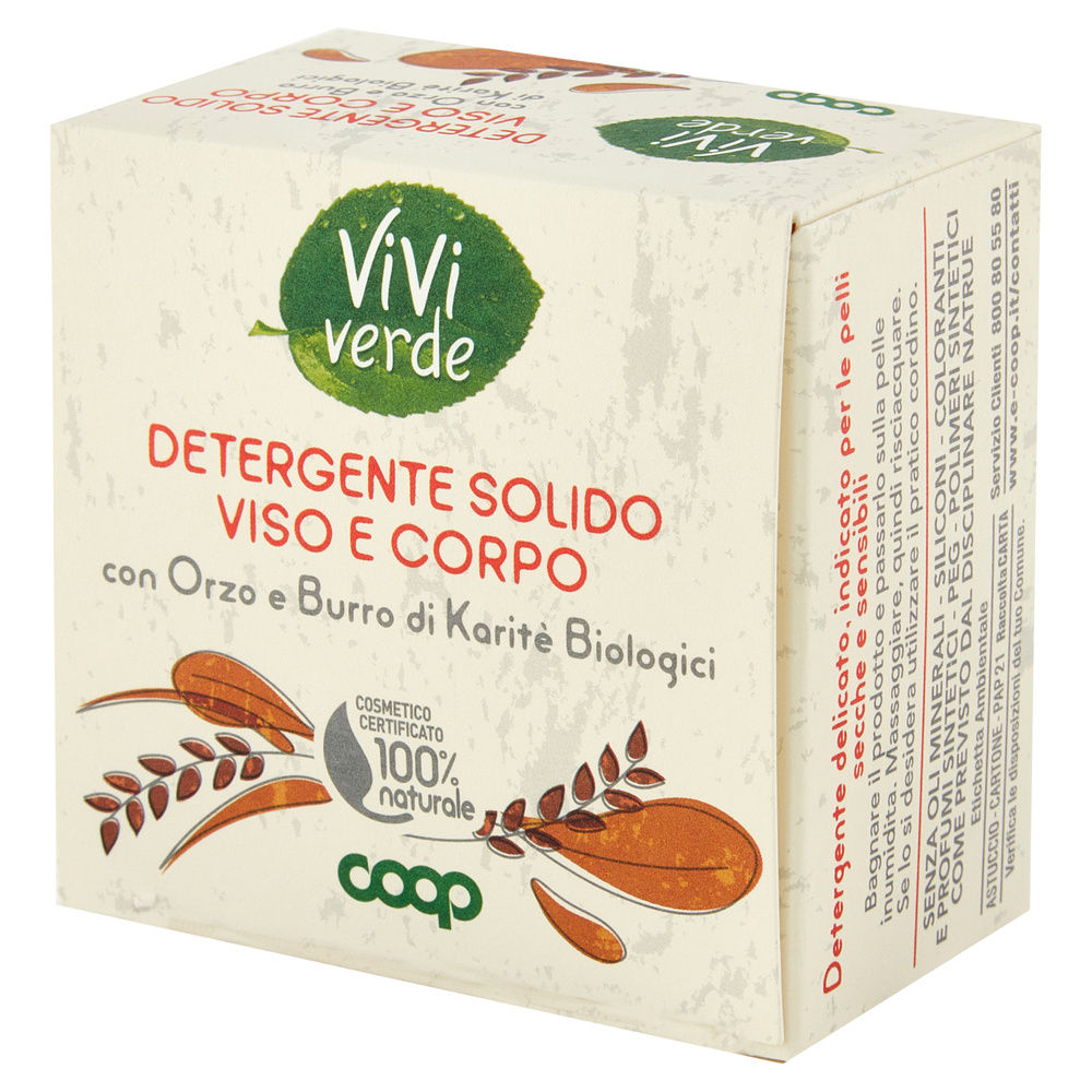 DETERGENTE SOLIDO VISO/CORPO ORZO BURRO KARITE' BIOLOGICI VIVI VERDE COOP G 60 - 8