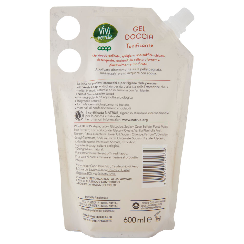 RICARICA GEL DOCCIA EQUILIBANTE TONIFICANTE VIVI VERDE COOP ML 600 - 1