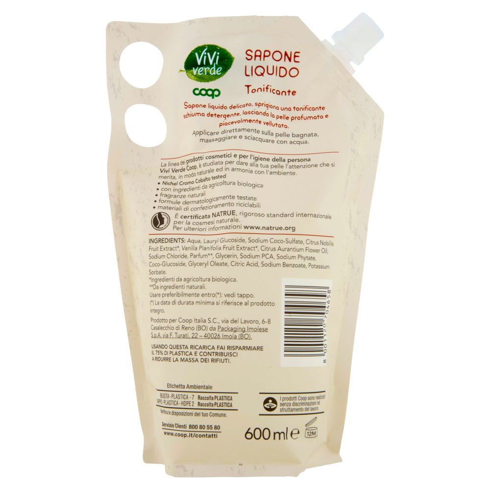 RICARICA SAPONE LIQUIDO TONIFICANTE VIVI VERDE COOP ML 600 - 16