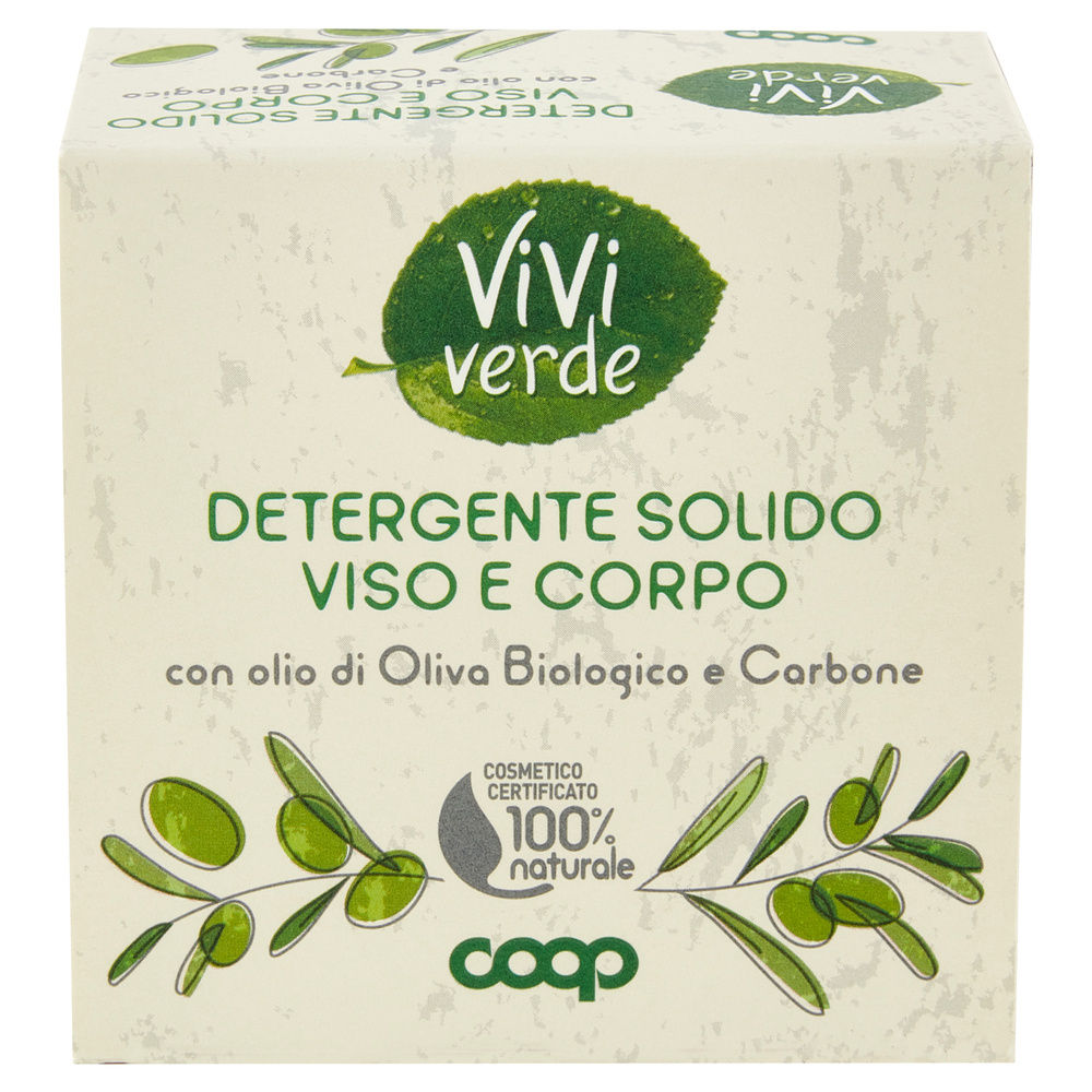 DETERGENTE SOLIDO VISO E CORPO OLIO DI OLIVA BIO CARBONE VIVIVERDE COOP G 60 - 2