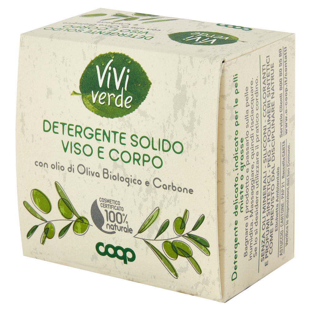 DETERGENTE SOLIDO VISO E CORPO OLIO DI OLIVA BIO CARBONE VIVIVERDE COOP G 60 - 8