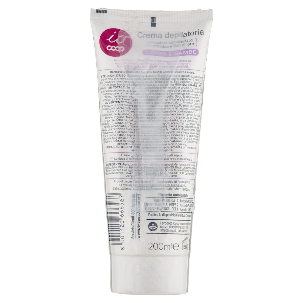 CREMA DEPILATORIA CORPO E GAMBE PELLI NORMALI E SENSIBILI IO COOP ML 200 - 1