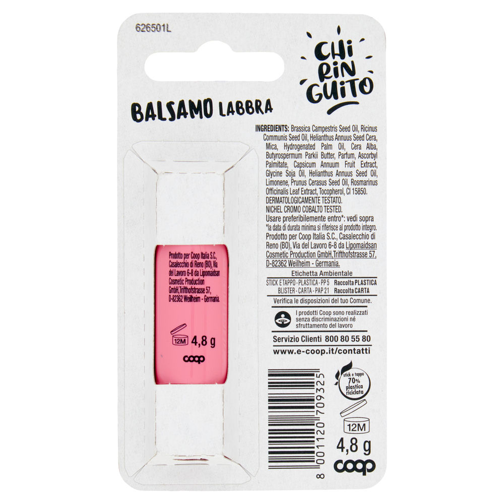 BALSAMO LABBRA ROSSO AROMA DI CILIEGIA CHIRINGUITO COOP G 4,8 PZ.1 - 1