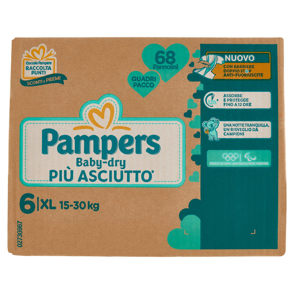 PANNOLINI PAMPERS BABY DRY XL QUADRIPACK PZ.68 - 0