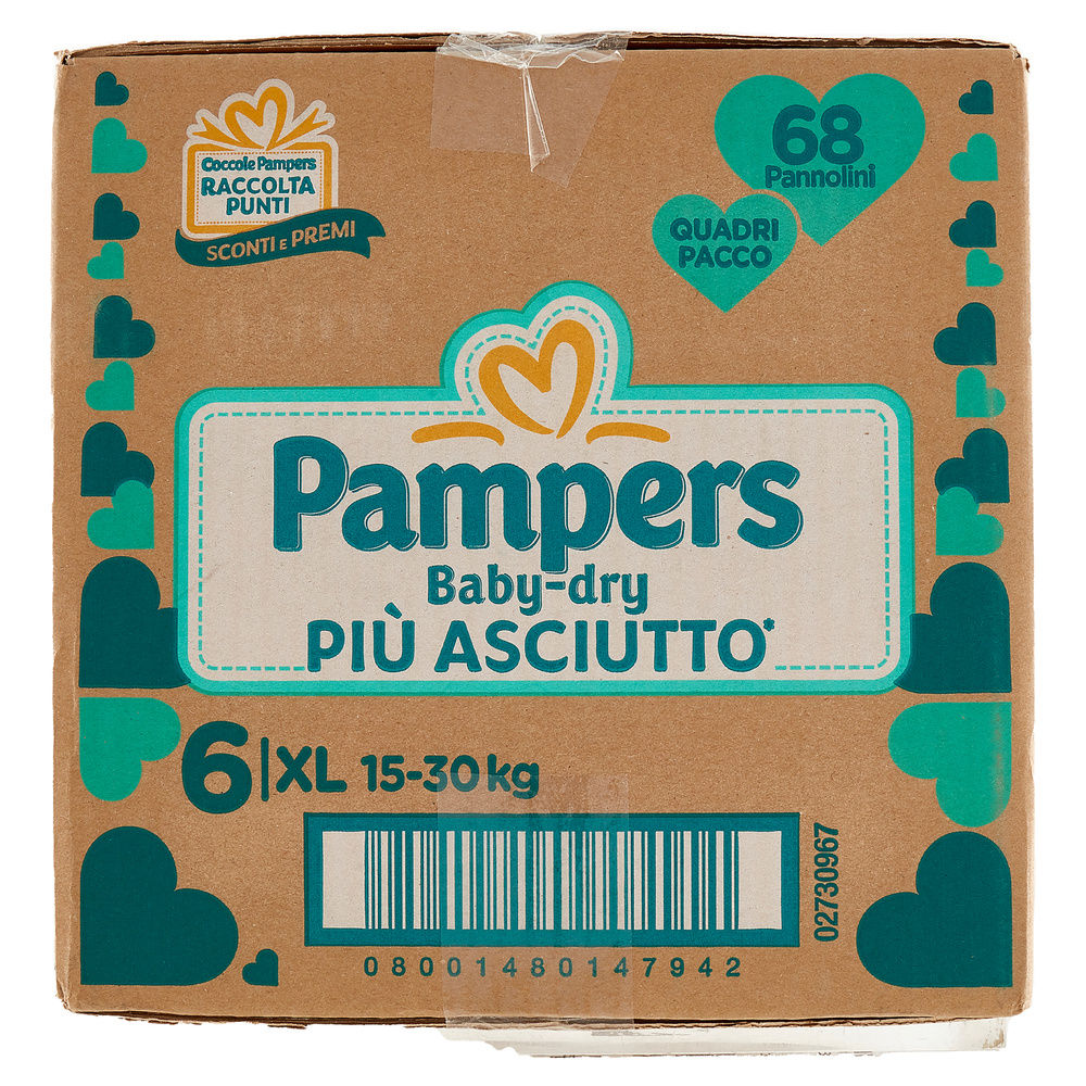 PANNOLINI PAMPERS BABY DRY XL QUADRIPACK PZ.68 - 5