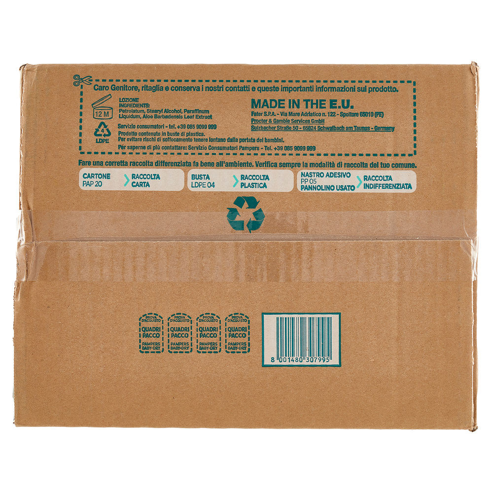 PANNOLINI PAMPERS BABY DRY XL QUADRIPACK PZ.68 - 6