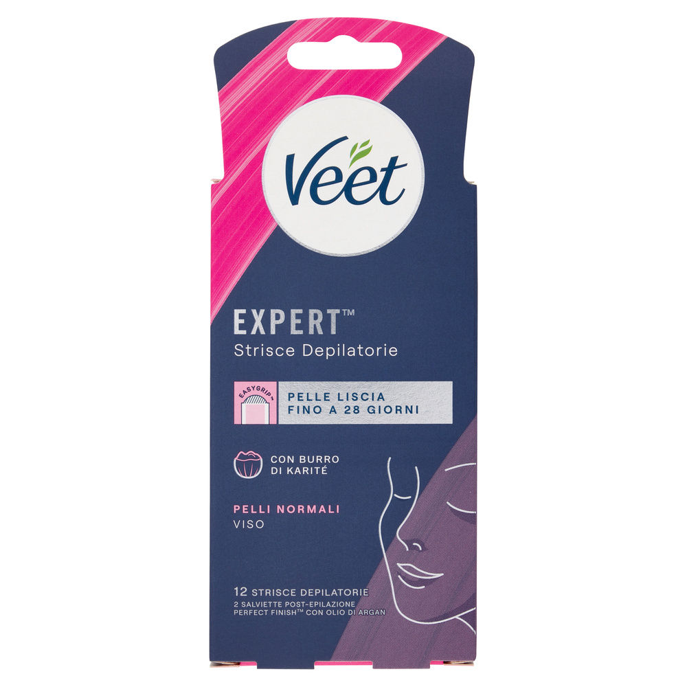 Strisce depilatorie viso veet expert pelli normali pz.12