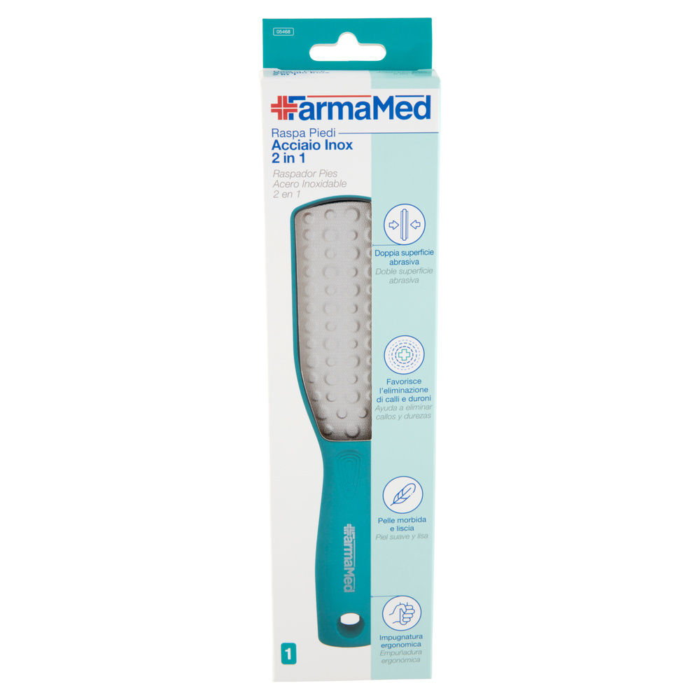 RASPA PER PIEDI ACCIAIO INOX 2IN1 FARMAMED PZ.1 - 5