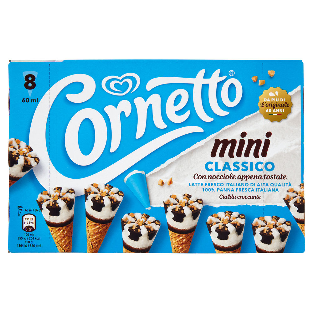 Cornetto mini classico algida scatola pz.8 g 288