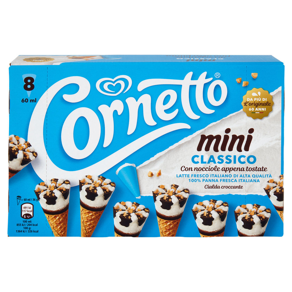CORNETTO MINI CLASSICO ALGIDA SCATOLA PZ.8 G 288 - 6