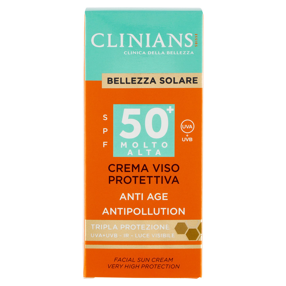 CREMA SOLARE VISO CLINIANS BELLEZZA SOLARE PROTETTIVA ANTI AGE SPF 50+ ML 50 - 0