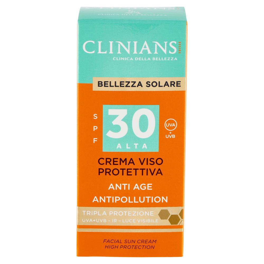CREMA SOLARE VISO ANTI AGE CLINIANS BELLEZZA SOLARE ANTIPOLLUTION SPF 30 ML 75 - 3