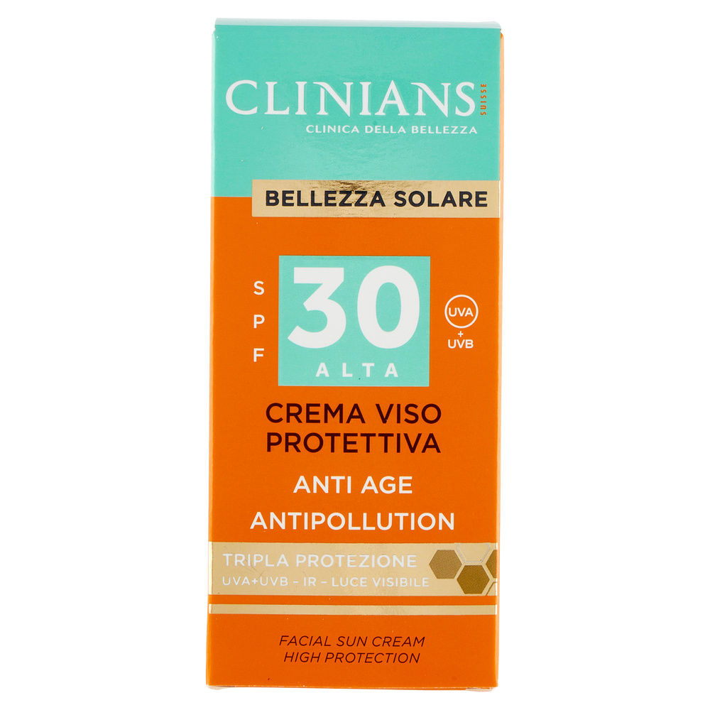 CREMA SOLARE VISO ANTI AGE CLINIANS BELLEZZA SOLARE ANTIPOLLUTION SPF 30 ML 75 - 6