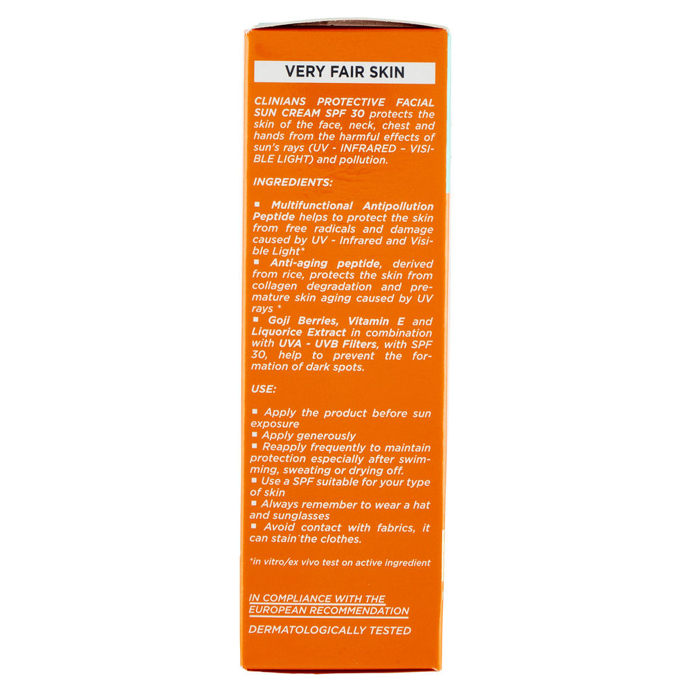 CREMA SOLARE VISO ANTI AGE CLINIANS BELLEZZA SOLARE ANTIPOLLUTION SPF 30 ML 75 - 7