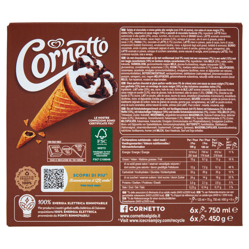 CORNETTO CIOCCOLATO ALGIDA SCATOLA PZ.6 G 450 - 1