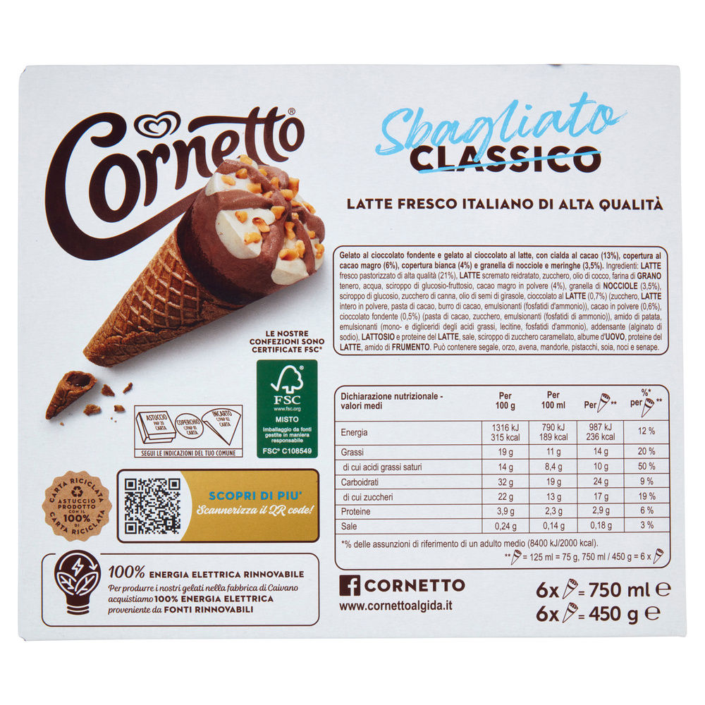 CORNETTO SBAGLIATO ALGIDA SCATOLA PZ.6 G 450 NEW - 1