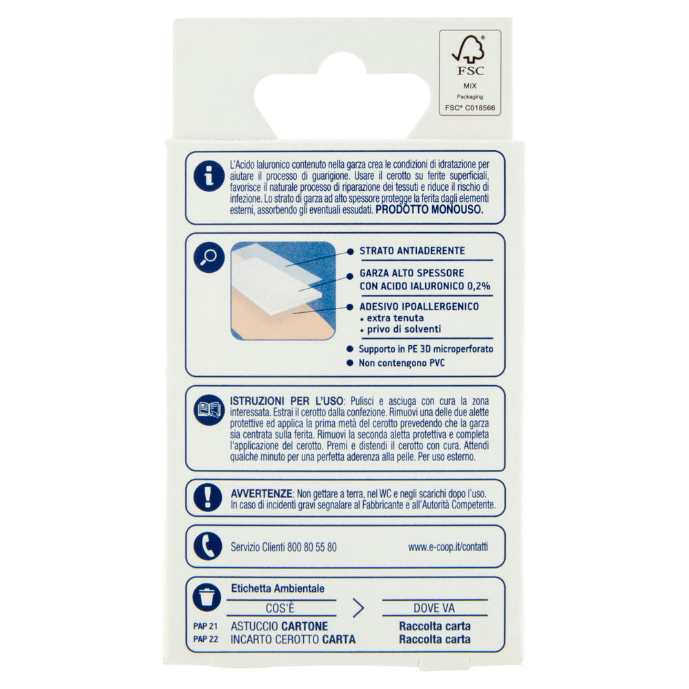 CEROTTI CICATRIZZANTI CON ACIDO IALURONICO COOP 7X2CM PZ 20 - 1