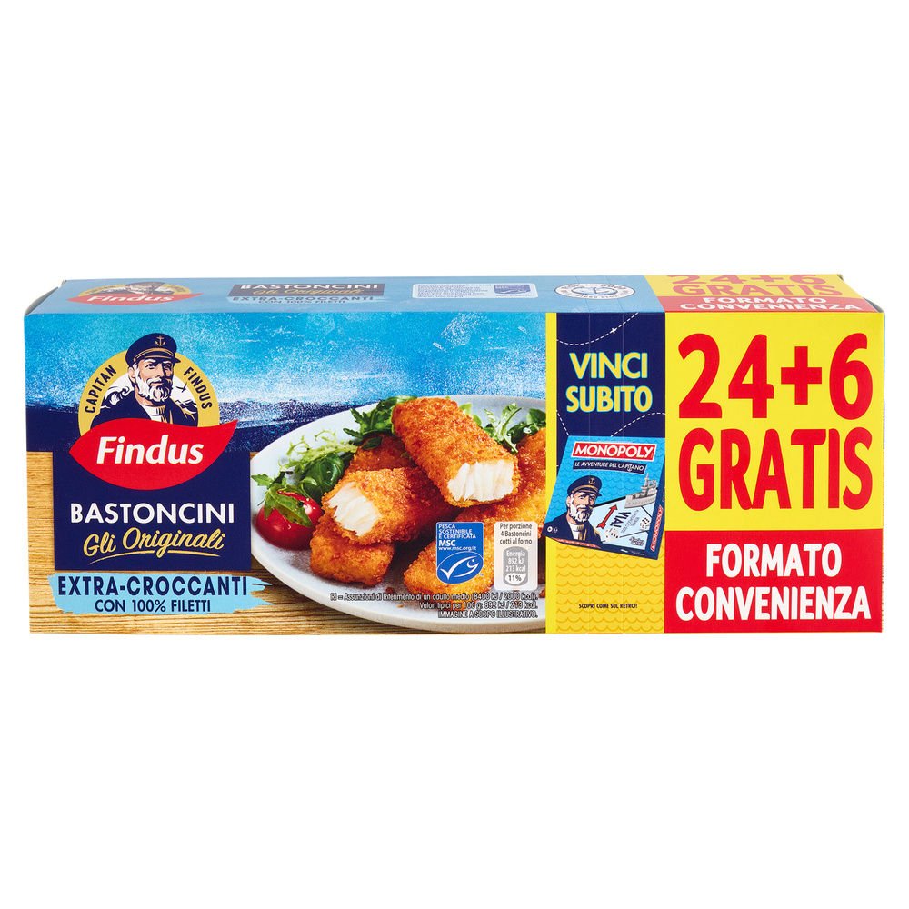 24 BASTONCINI CAPITAN FINDUS + 6 OMAGGIO SCATOLA G 750 O/S - 10