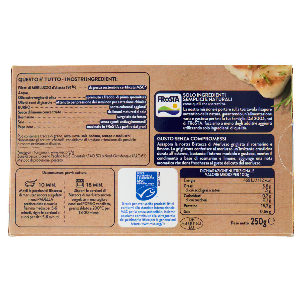 BISTECCA DI MERLUZZO GRIGLIATA LIMONE E ROSMARINO FROSTA G 250 - 1