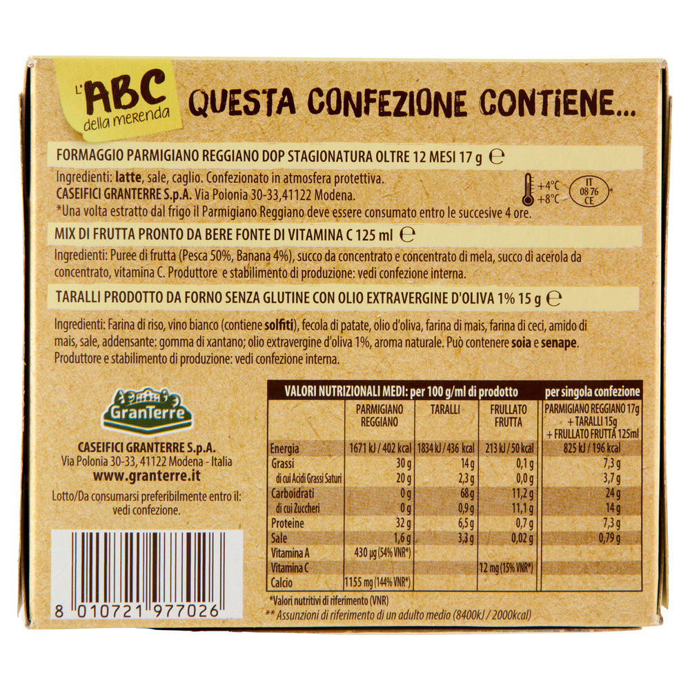 SNACK PARMAREGGIO L'ABC DELLA MERENDA (TARALLI S/GLUTIN-FRULL-SNACK PARMAR) PZ 1 - 12