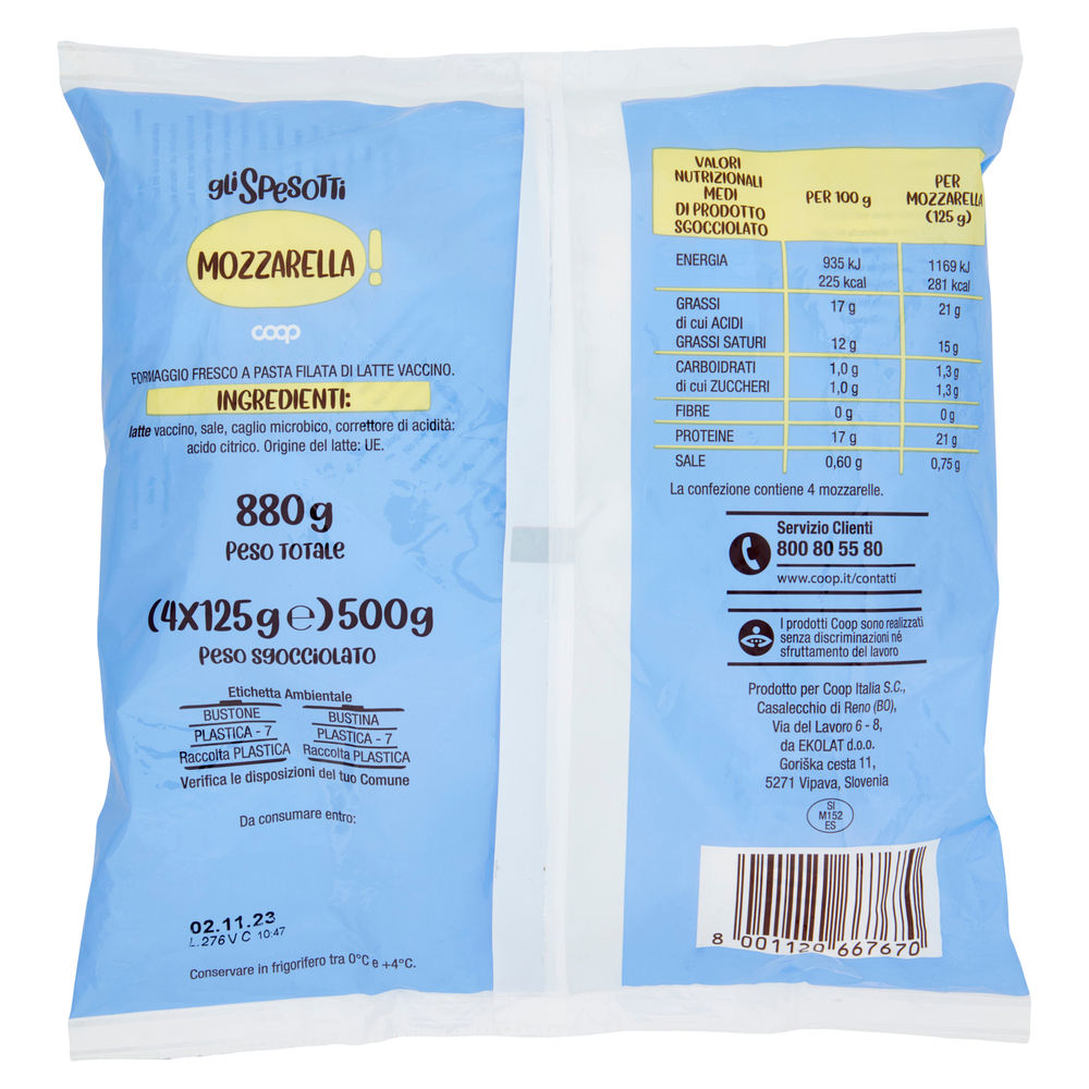 MOZZARELLA GLI SPESOTTI COOP G125X4PZ G 500 - 1