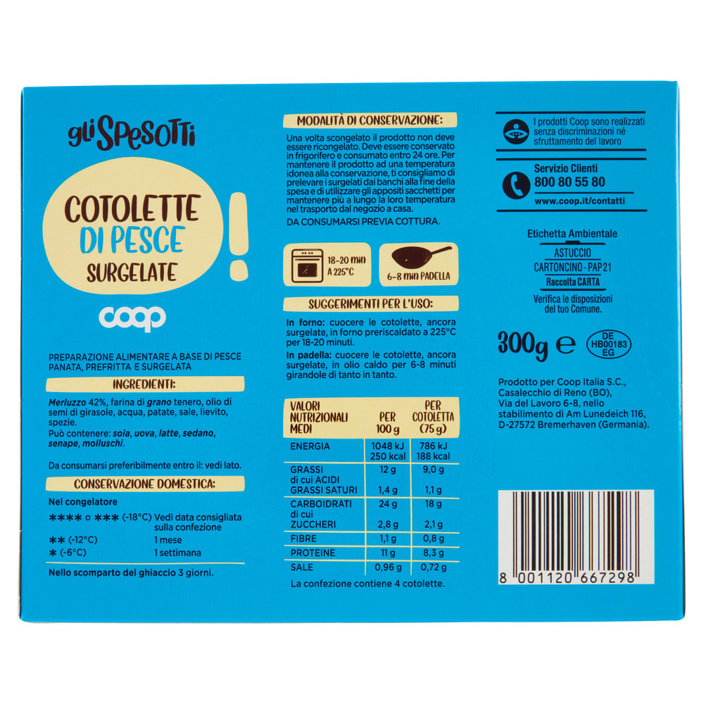 COTOLETTE DI PESCE SURGELATE GLI SPESOTTI COOP PZ4 G 300 - 1