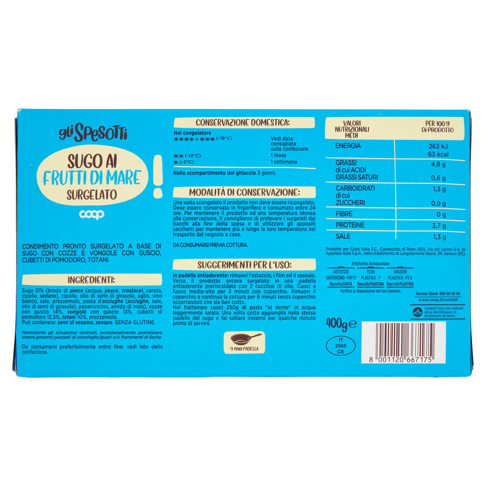 SUGO AI FRUTTI DI MARE SURGELATO GLI SPESOTTI COOP G 400 - 1