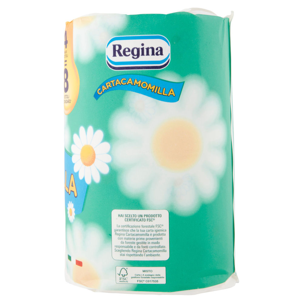 CARTA IGIENICA REGINA CARTACAMOMILLA 3VELI 300STRAPPI PZ.4 - 6