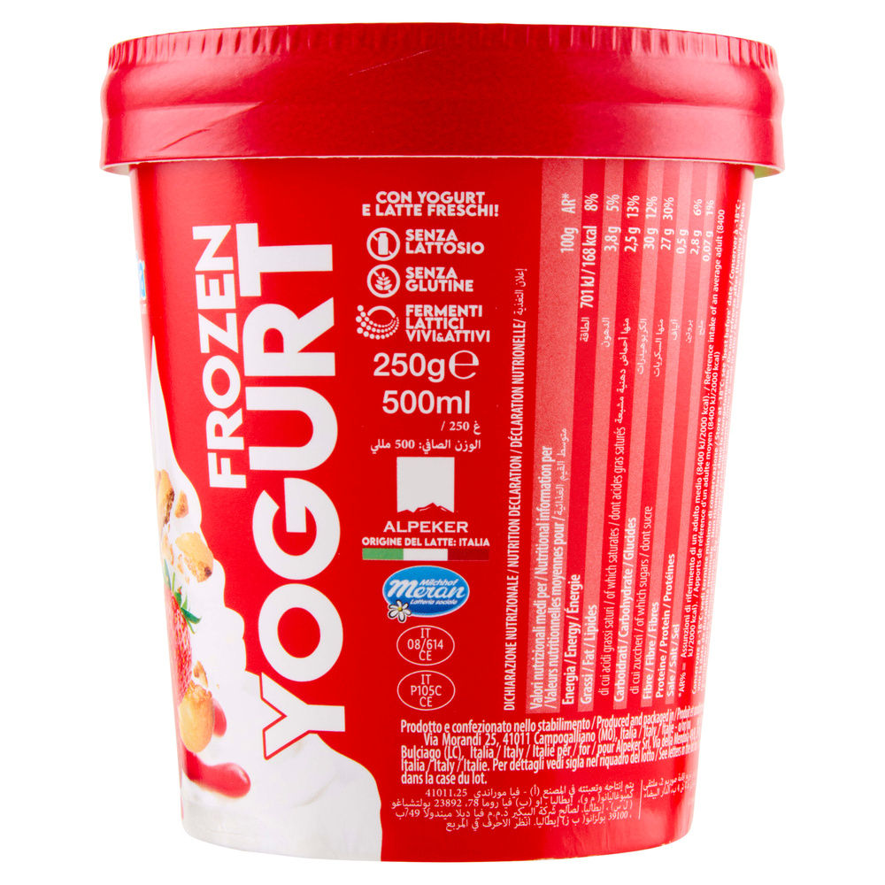 YOGURTERIA FROZEN YOGURT FRAGOLA CRUMBLE SENZA LATTOSIO 250G NEW - 4
