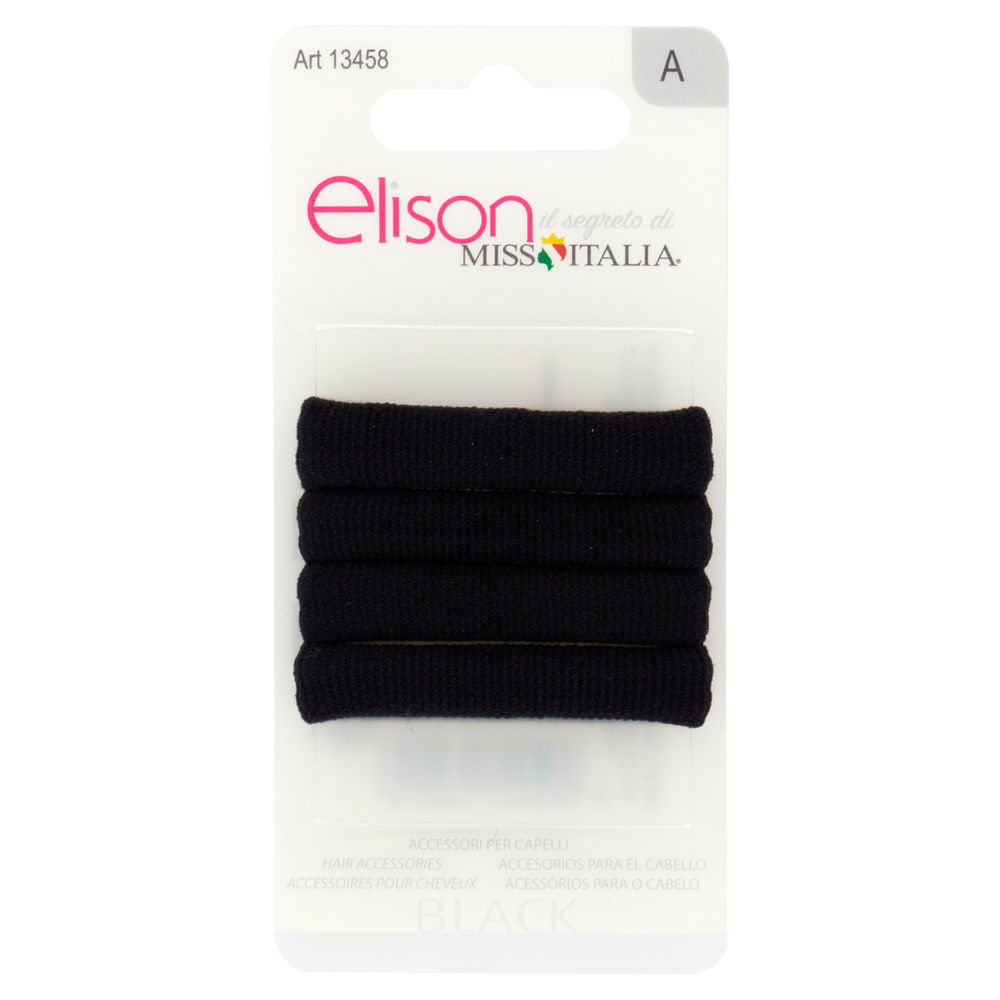 ELASTICI PER CAPELLI ELISONO LARGE BLACK PZ.4 - 2