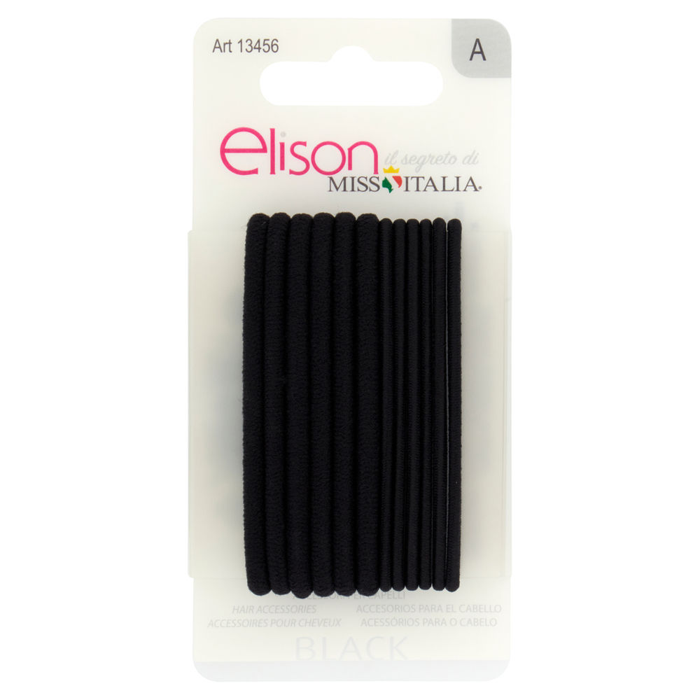 ELASTICI PER CAPELLI ELISON SMALL BLACK PZ.12 - 0