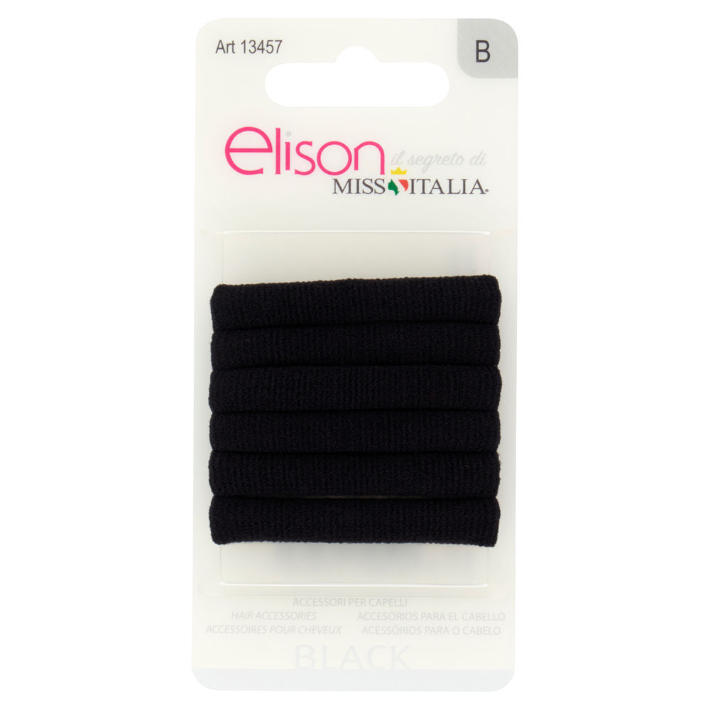 ELASTICI PER CAPELLI ELISON MEDIUM BLACK PZ.6 - 0