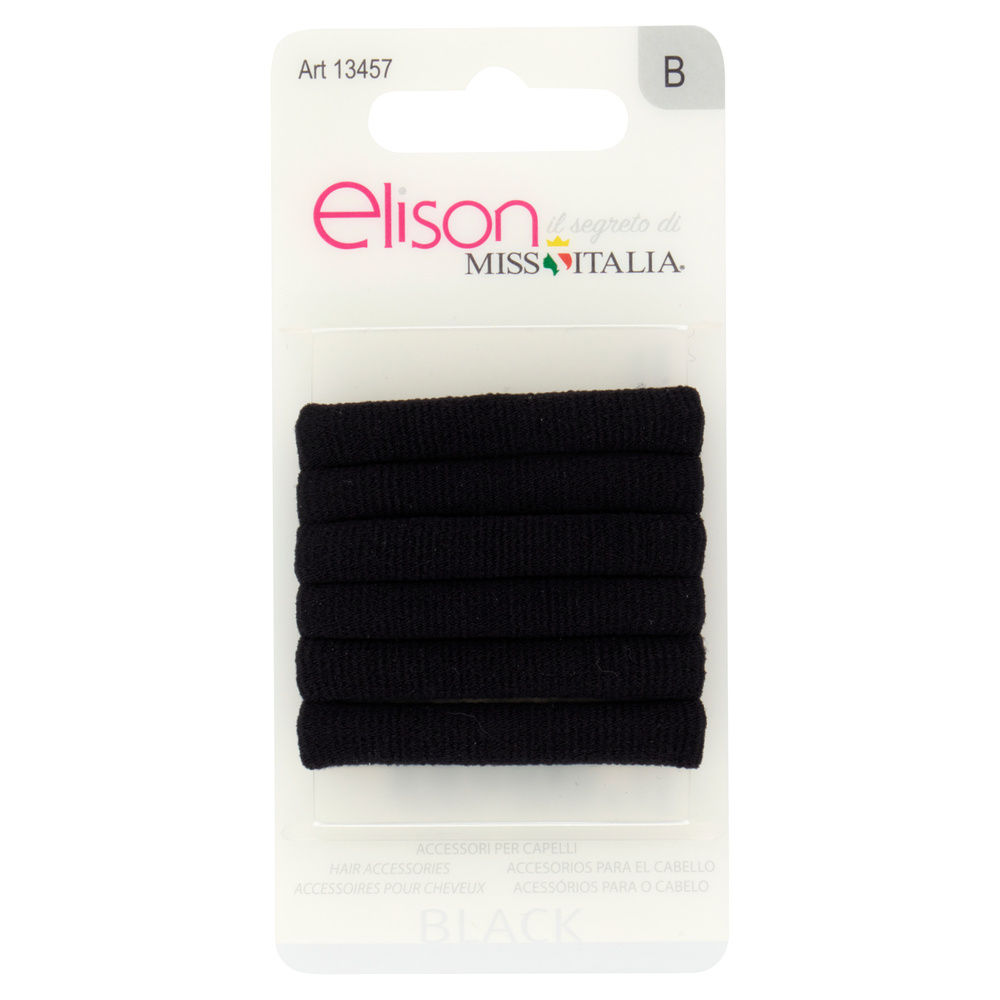 ELASTICI PER CAPELLI ELISON MEDIUM BLACK PZ.6 - 2